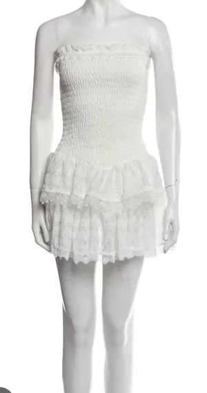 COCOLILLYS White Strapless Ruffled Mini Dress thumbnail 1