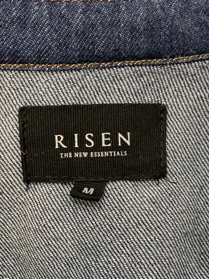 RISEN Dark Denim Distressed Snap Front Frayed Hem Jean Shirt Jacket Shacket thumbnail 6