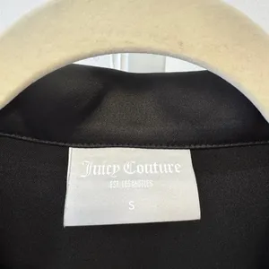 Juicy Couture Black Satin Feather Trim Pajama Top Rhinestone JC‎ Logo Mens Small thumbnail 7