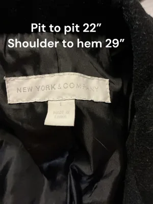 New York & Company Black Double-Breasted Peacoat – Women's Size L thumbnail 3