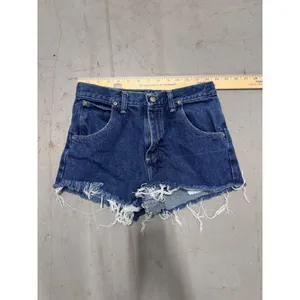 Vintage Wrangler High Waisted Denim Cutoff Shorts Dark Wash Frayed Hem 27 Waist thumbnail 10