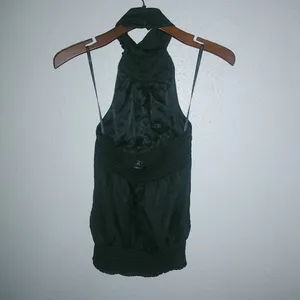 bebe XS Black Halter Evening Dressy Top thumbnail 4