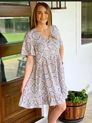 Hailey & Co Blue Floral Button‑Down Flirty Dress – Size Small thumbnail 2