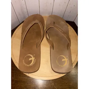 Walk In His Footsteps ‎ Sandals Cross Footprint John 3:16 Brown Size 8 thumbnail 7