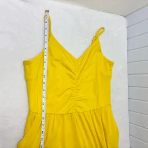 Yathon Yellow Ruched Front Midi‎ Sundress with Spaghetti Straps Size L thumbnail 9