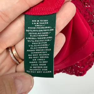 Lauren Ralph‎ Lauren Red Lace Sequin Midi Dress 8 Cocktail Party thumbnail 5