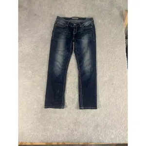 BKE Jeans Women's 27x28 Sabrina Stretch‎ Straight Dark Wash Denim Distress Crop thumbnail 2