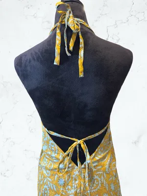OCEAN BLUE APPAREL Halter Maxi Dress Boho Bohemian Paisley Shimmer Open Back thumbnail 7