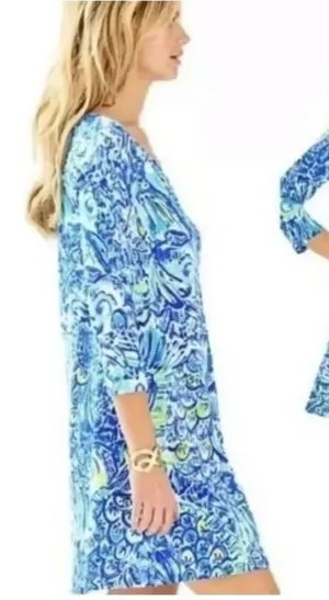 Lilly Pulitzer Blue Cush After Party XS 3/4 sleeve knit Erin Dress thumbnail 1