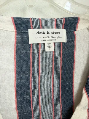 Anthropologie Cloth and Stone Striped Button-Front V-Neck Top thumbnail 3