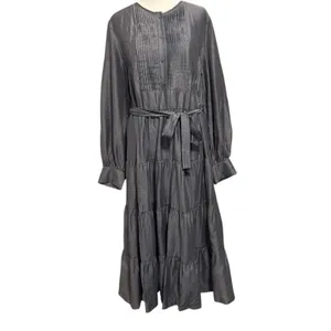 Mare Mare x Anthropologie Size L Agosta Tiered Maxi Dress Slate Gray Blue thumbnail 3