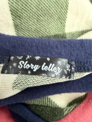 Story Teller Colorblock Sweatshirt in Green Buffalo Check, Navy & Coral thumbnail 4