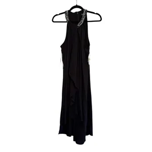 SLNY Womens Black Embellished Halter Neck Draped Evening Gown 119005 Size 14 thumbnail 12