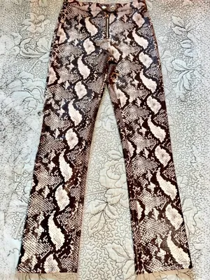 Urban Outfitters Maia Soft Faux Leather High Waist Snakeskin Print Pants Sz 0💛 thumbnail 3