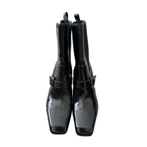 Sam Edelman Suzette Black Patent Square Toe Buckle Block Heel Ankle Boots 8.5M thumbnail 4
