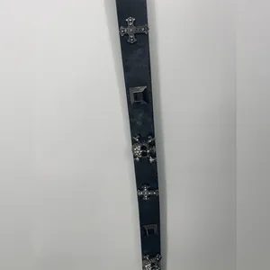 Woman's skull hot topic black and silver belt size XL‎ thumbnail 3