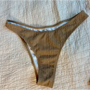 Tan Cable Knit Textured Bikini Set Scoop Neck High Cut Two Piece Swimsuit L thumbnail 2
