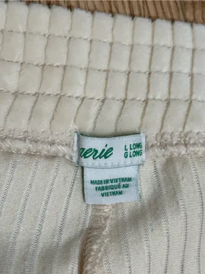 Aerie Cream Corduroy Flare Pants Women's L Long High Waist Pull On Stretch thumbnail 3
