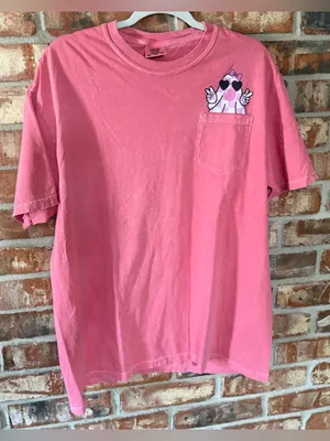 Comfort Colors Pink Short Sleeve Pocket Tee w/ Heart-Sunglasses Checkered Ghost thumbnail 1