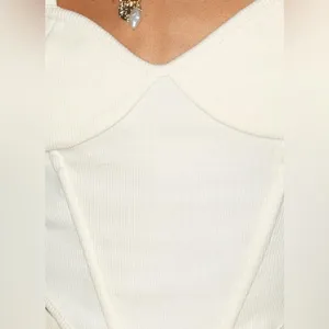 Peppermayo NWT Jaide Organic Cotton Rib Corset Top - Ivory - L thumbnail 7