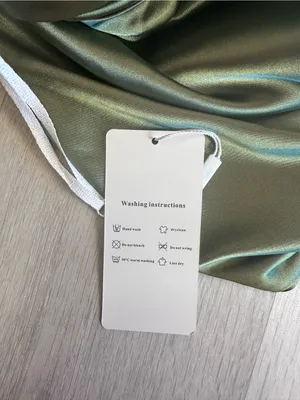 Inewer Backless Halter Puddling Floor Length Satin Gown Olive Green Size 8 NWT thumbnail 9