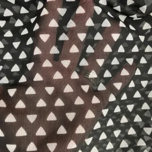 Worthington Womens Blouse Black White Geometric Mesh Cowl Neck Small thumbnail 5