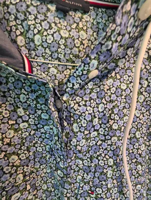 NEW Tommy Hilfiger Blue Floral Cotton Hoodie Pullover Jacket Medium thumbnail 8