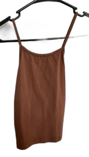 Brand Unknown Chocolate Brown Crop Criss Cross Back Tank Top Women's Sz Medium thumbnail 1