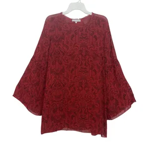 Revolve IRO Red Appoline Mini Shift Dress Size 2 36 Sheer Bell Sleeves thumbnail 1