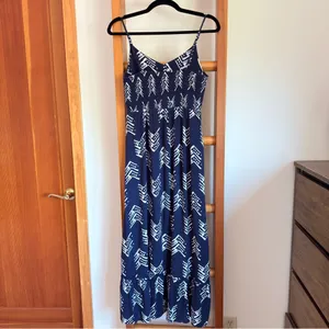 Aerie Maxi Dress Navy Blue Spaghetti Strap V-Neck Cutout Front Stretch Small thumbnail 4
