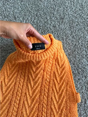 VICI Orange Cable-Knit Sleeveless Tank thumbnail 2