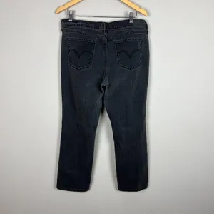 Levis 505 Straight Jeans Womens 33 Charcoal Black Gray High Rise Stretch Crop‎ thumbnail 8
