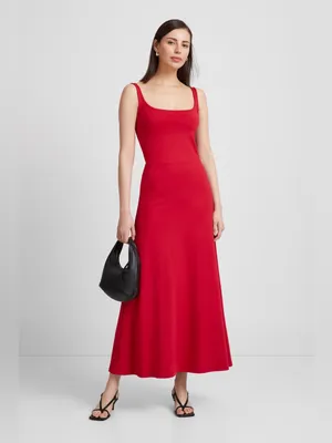 Marcella NYC Marvin European Ponte Tank Maxi Dress Red Size Small Quiet Luxury thumbnail 2