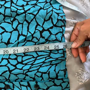 Whistles Blue Black Terrazzo Print Ruffle Neck Blouse US 12 UK 16 Long Sleeve thumbnail 7