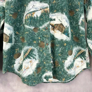 Vintage‎ Woolrich Flannel Shirt Womens Large Pinecone Winter Cabin Scenic Woodsy thumbnail 4