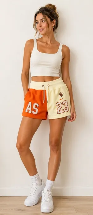 Nike WNBA All-Star Game 2023 Fleece Shorts Split Color Orange Cream Small thumbnail 1