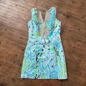 Lilly Pulitzer Lets Cha Cha gold neckline 0 Janice shirt dress thumbnail 2