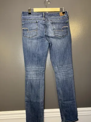 American Eagle Outfitters Skinny Jeans Womens 10 Med Wash Distressed Denim thumbnail 5