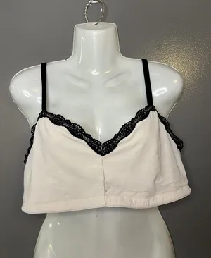 Aerie Bralette Bra Womens XL Pink Lace Wireless Knit Adjustable Straps Longline thumbnail 1