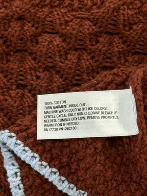 A New Day Crochet Knit Tank Top Brown Blue Trim Camisole XL NWOT thumbnail 5
