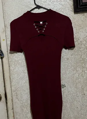Deep burgundy red dress no boundaries  thumbnail 1