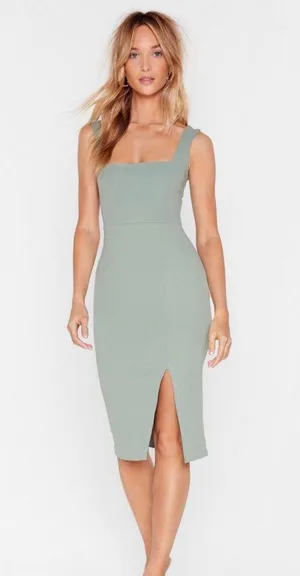 Nasty Gal Sage Midi Dress thumbnail 1