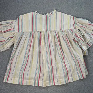 Peyton & Parker Tiered Ruffle Sleeve Babydoll Top Women's Large Stripe Metallic thumbnail 10