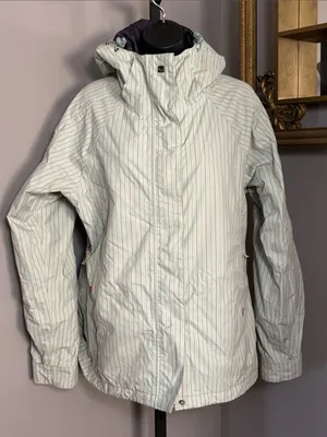 Roxy VINTAGE Medium Utility Coat Roxy Snow Limited Ed Mint Red Striped Zip Jacke thumbnail 1
