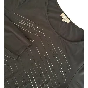Vince‎ Camuto Studded Long Sleeve Knit Career Dress Women's Medium Black thumbnail 2