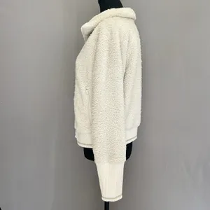 Athleta Tugga Jacket Womens M Sherpa Teddy Fleece Full Zip Cozy Ivory‎ Medium thumbnail 7