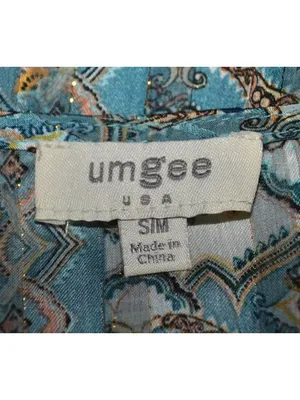 Umgee Womens S/M Blue Paisley Metallic Kimono Duster Boho Open Front Cardigan thumbnail 12