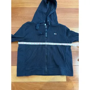 Tommy Jeans Zip Up Hoodie Womens Navy Waffle‎ Knit Thermal Flag Logo M thumbnail 3