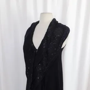 ALICE + OLIVIA Black Cascading Ruffled Knit Floral Lace Sweater Vest Cashmere XS thumbnail 5