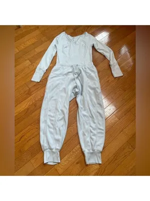 Free People Movement Make It Count jumpsuit romper fleece pants blue Sz M thumbnail 3